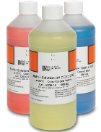 Pufferoldatkészlet, színkódos, 4,01-es pH, 7,00-ás pH és 10,01-es pH, 500 mL