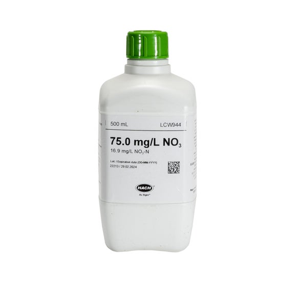 Nitrát standard, 75 mg/L NO₃ (16,9 mg/L NO₃-N), 500 mL
